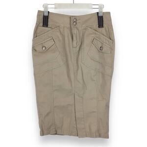 ANTHONY FRYM Amoureusment Midi Length Pencil Skirt Khaki Small